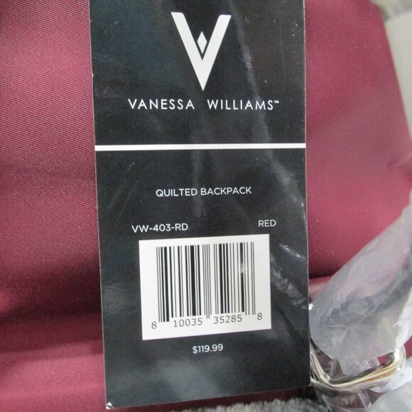 P1776-NWT Vanessa Williams Burgundy Quilted Backpack & Vegan Leather - Picture 4 of 9